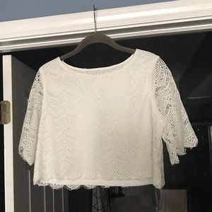 SOLD Dina Be | Cream Top with Lace Overlay